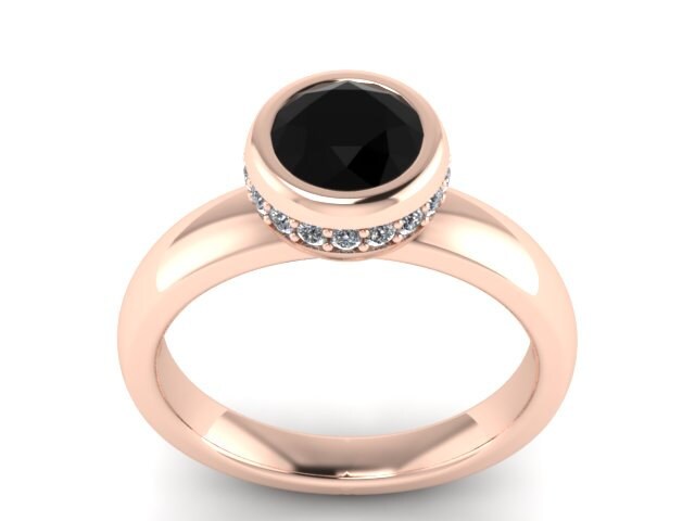 Black Diamond Engagement Ring Wedding Ring 14k Rose Gold - Etsy