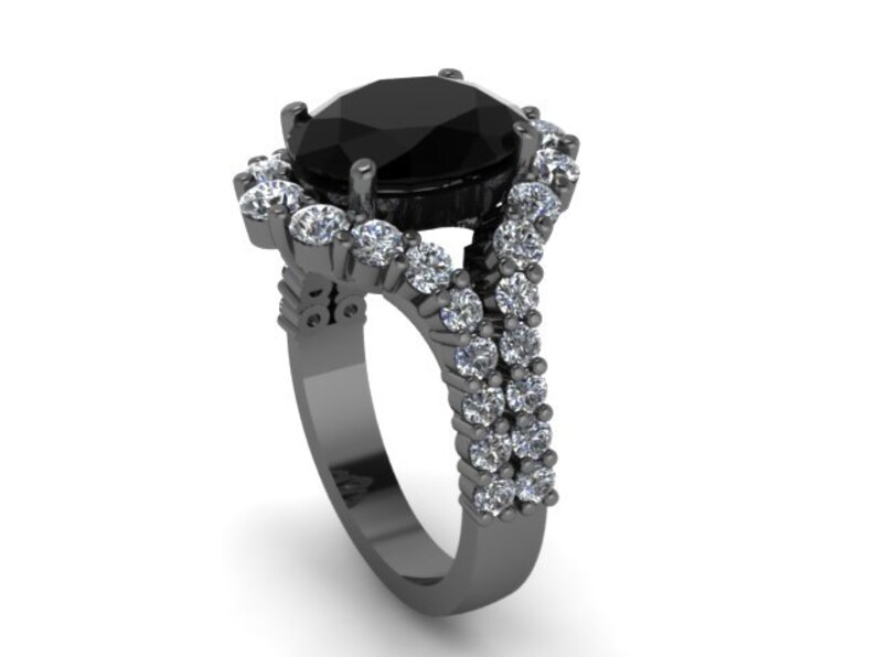 Black Gold Black Diamond Engagement Ring Oval Natural ...