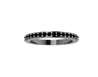 Black Diamond Band Black Diamond Wedding Band 14K Black Gold Matching Band Natural Gemstone Band Bruidssieraden Matching Ring Diamond- V1077