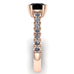 Black Diamond Engagement Ring White Diamond Weding Ring 14K Rose Gold Ring Mother's Day Gift Unique Custom Made Engagement Rings Gem- V1029 image 4