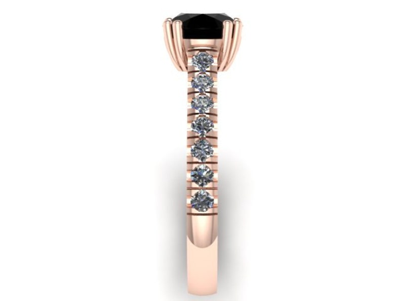Black Diamond Engagement Ring White Diamond Weding Ring 14K Rose Gold Ring Mother's Day Gift Unique Custom Made Engagement Rings Gem- V1029 image 4