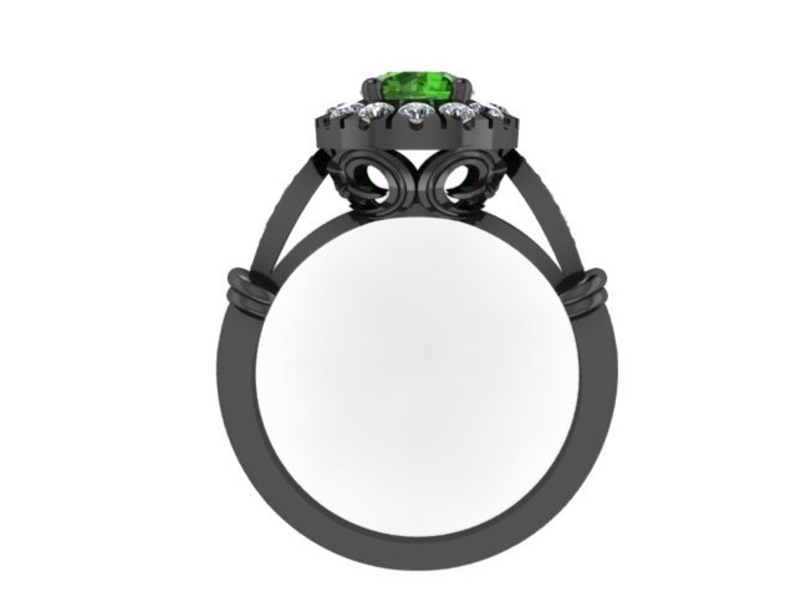 Emerald Engagement Ring 14k Black Gold Engagement Ring Etsy