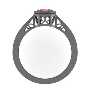 Edwardian Pink Sapphire Engagement Ring 14K Black Gold Vintage Ring Center Fine Jewelry Gemstone Engagement V1118 image 2