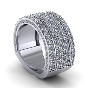 Genuine Diamond Band 14K White Gold Ring Anniversary Ring Statement Ring Fine Jewelry Gift Ideas Bridal Ring Wedding Right Hand Ring - V1129