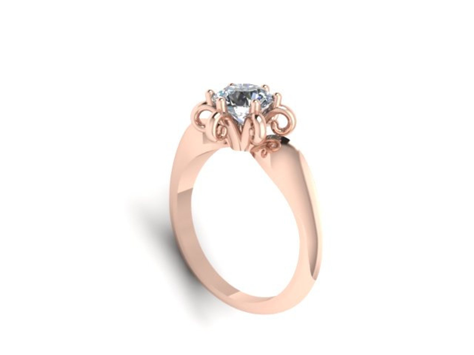 Solitaire Engagement Ring 14K Rose Gold With 6.5mm Charles & Etsy