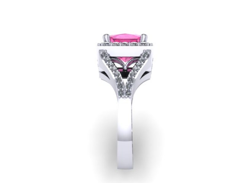 Pink Sapphire Engagement Ring Princess Cut Diamond Marriage Etsy