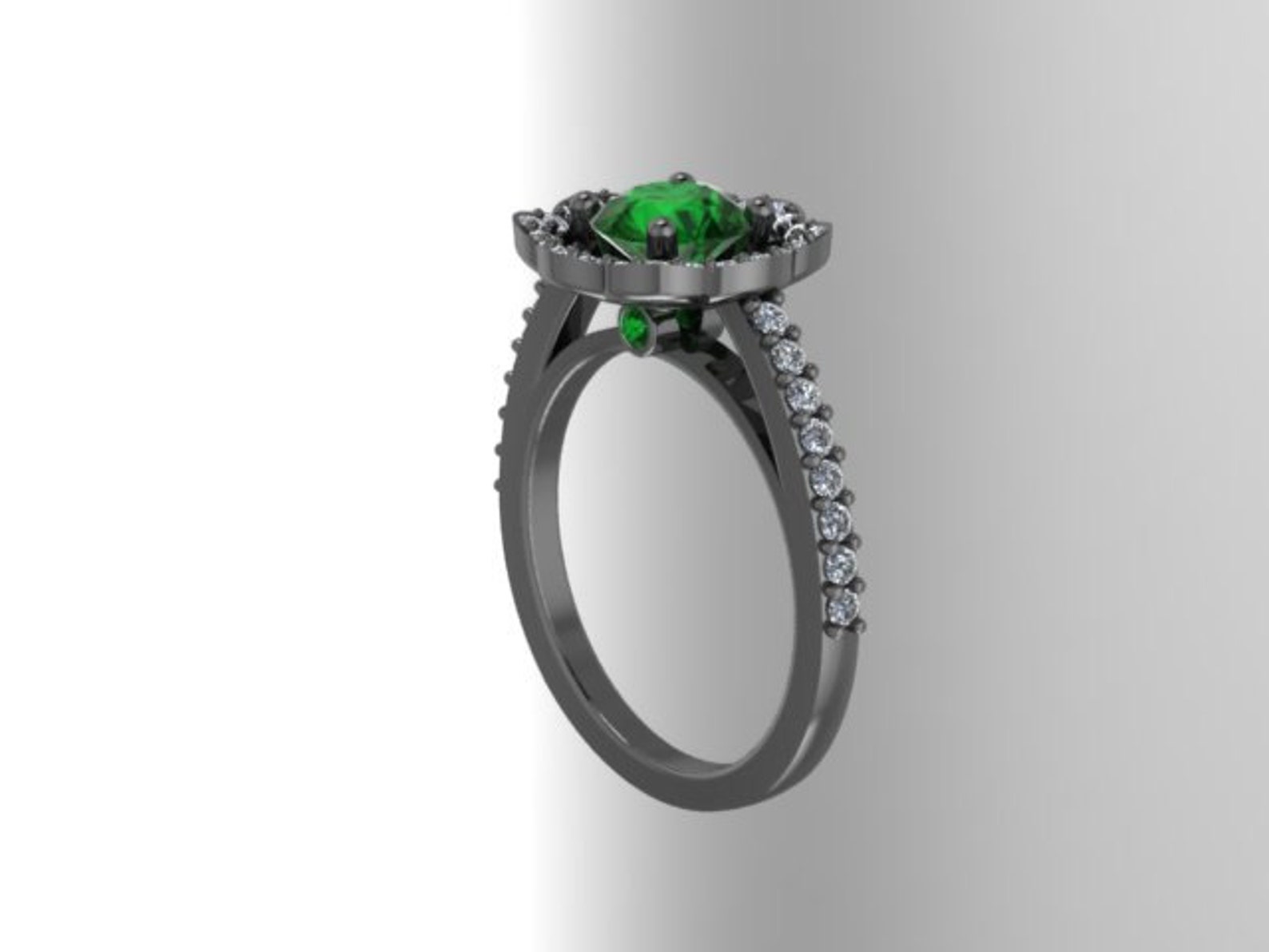 Diamond Flower Engagement Ring Green Emerald Engagement Ring Etsy