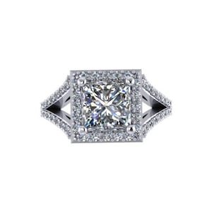 Princess Cut Moissanite Engagement Ring Diamond Engagement Ring 14K White Gold Wedding Ring Etsy Fine Jewelry Mother's Day Gift Gems - V1087