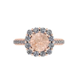 Morganite Engagement Ring 14k Rose Gold Wedding Ring Bridal - Etsy