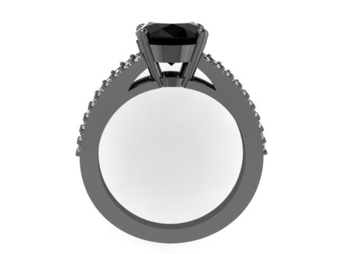 Diamond Engagement Ring 14K Black Gold Engagement Ring With Etsy