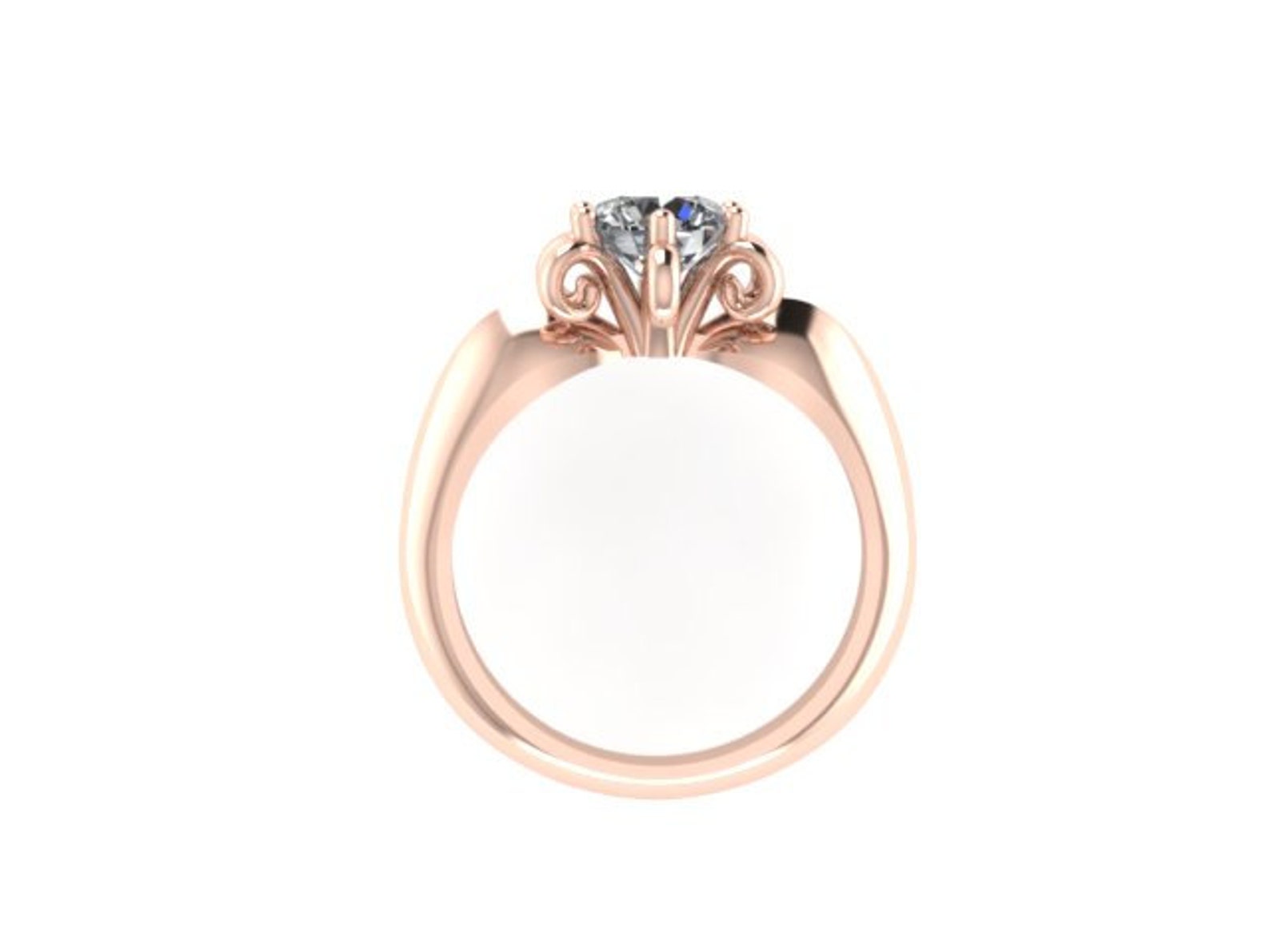 Solitaire Engagement Ring 14K Rose Gold With 6.5mm Charles & Etsy