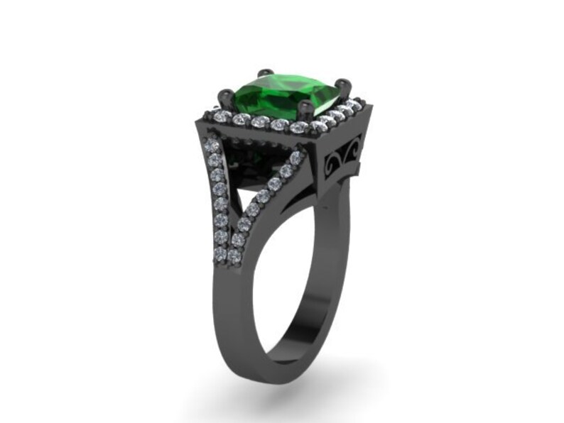 Emerald Engagement Ring Princess Cut Diamond Engagement Ring Etsy