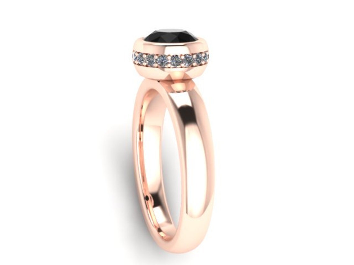 Black Diamond Engagement Ring Wedding Ring 14k Rose Gold Etsy