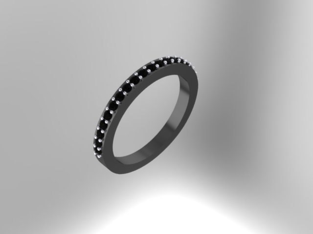 Black Diamond Band Black Diamond Wedding Band 14K Black Gold Etsy