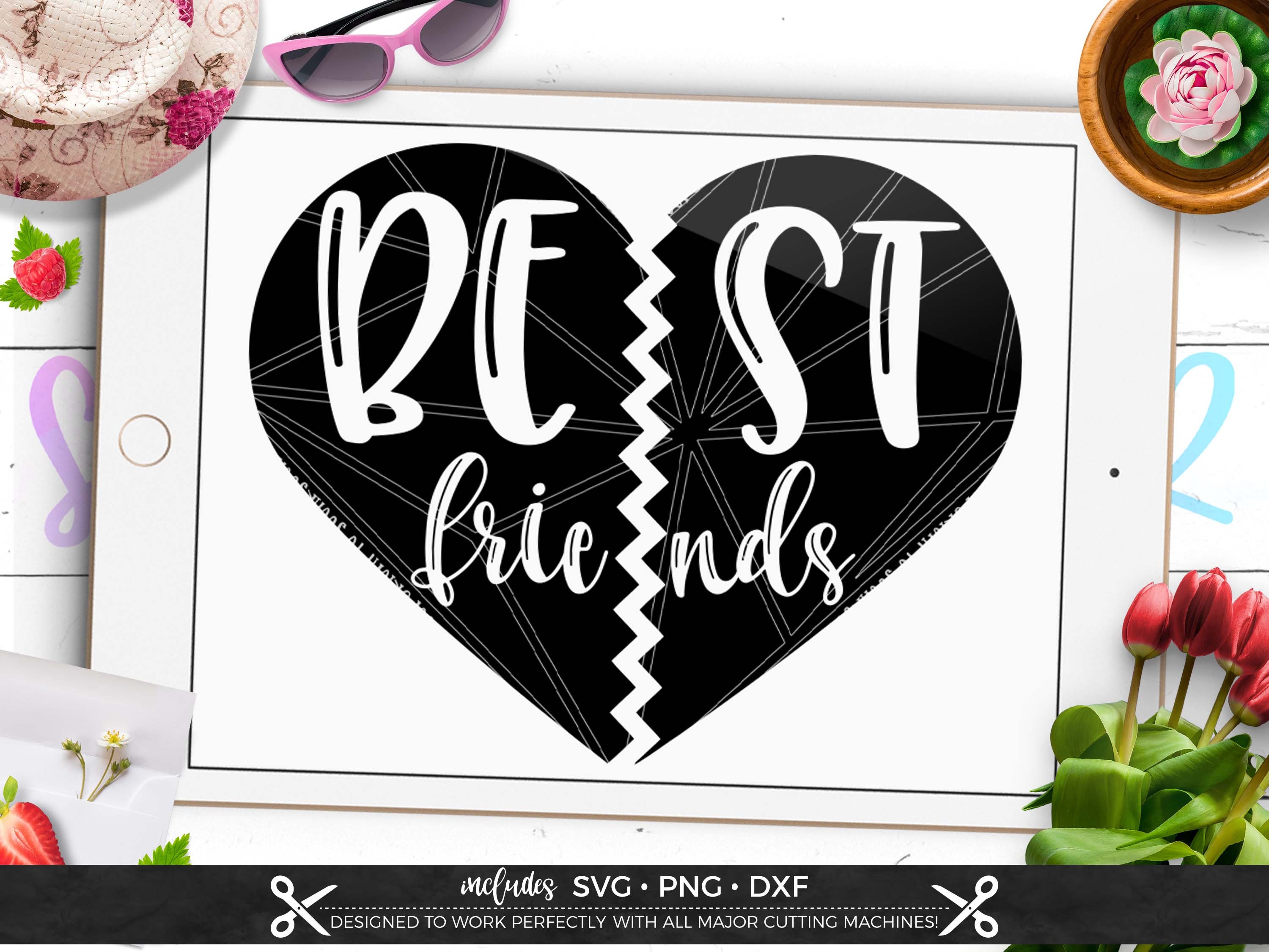 ETC Best Friends Heart SVG DXF Cut File for Shirts Cups Decals.