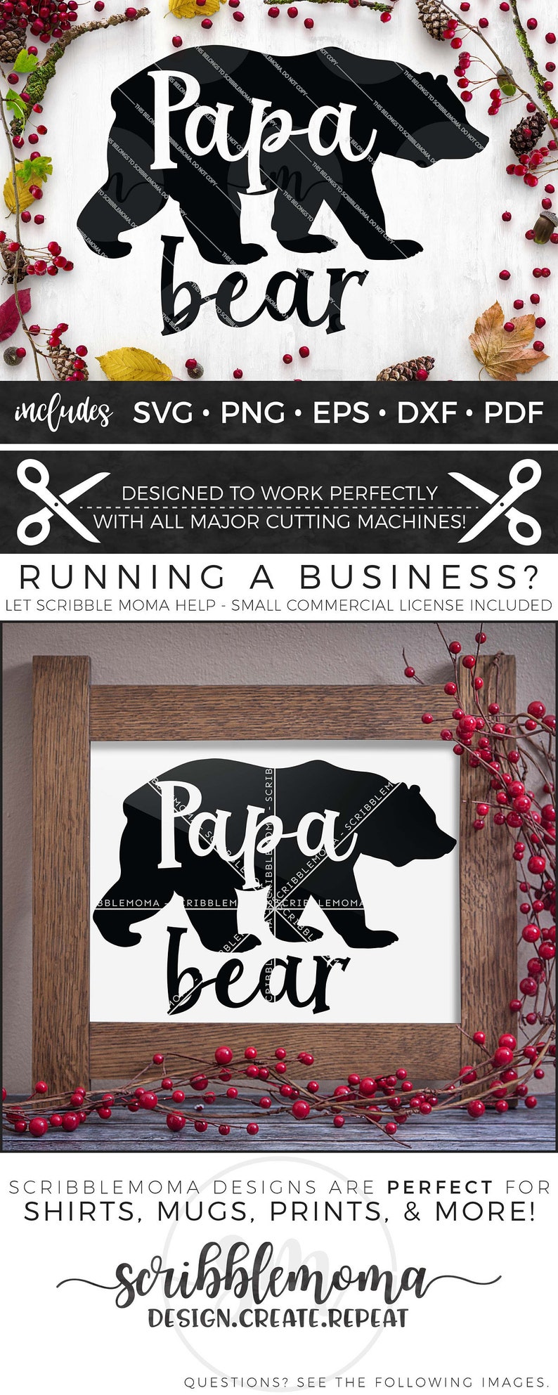 Papa Bear Svg Files For Cricut Dad Svg Files Bear Dad Svg Etsy
