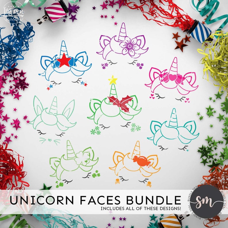 Download Unicorn Face Bundle svg Files for Cricut Unicorn Kit Bundle | Etsy