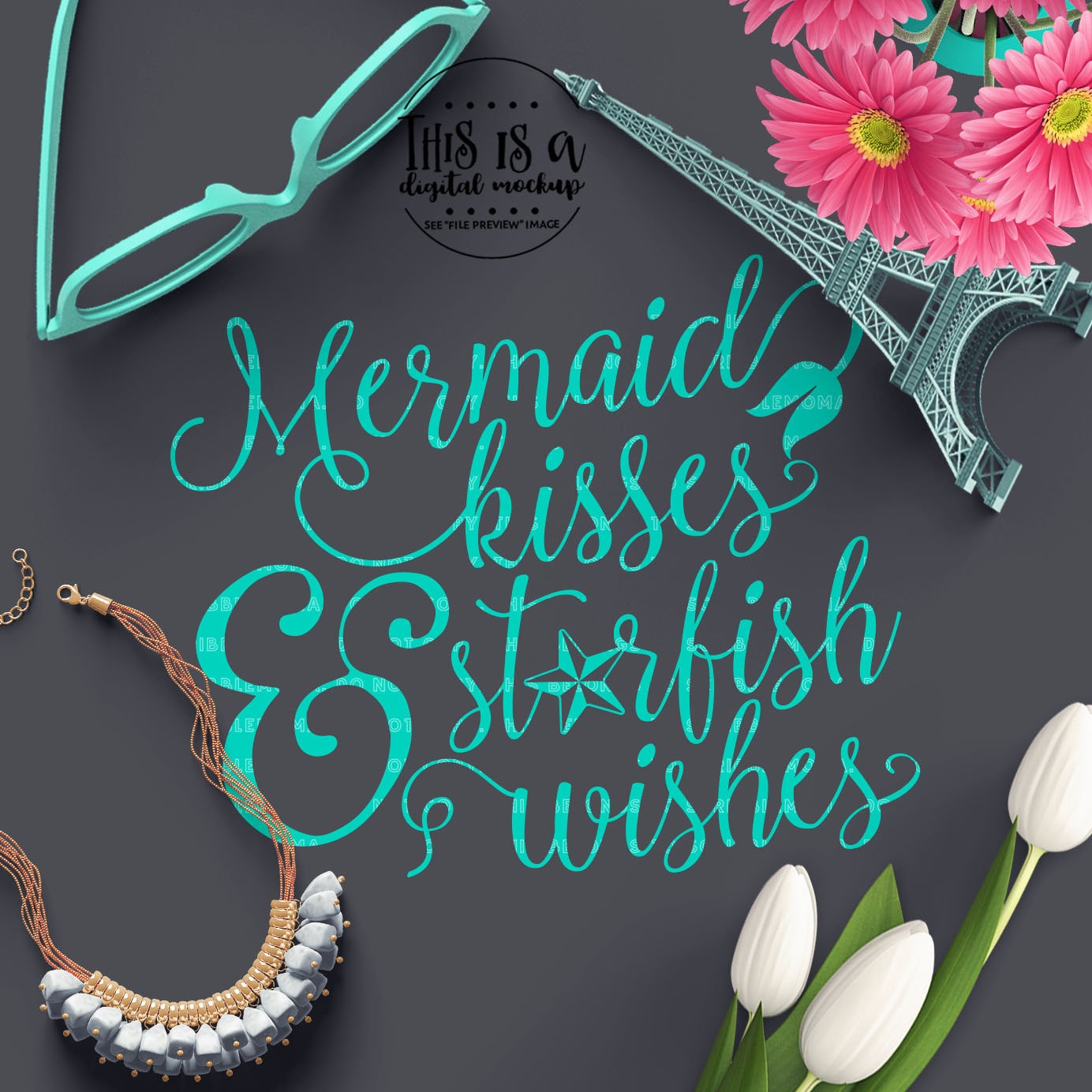 Download Mermaid Kisses & Starfish Wishes svg for Cricut Mermaid ...