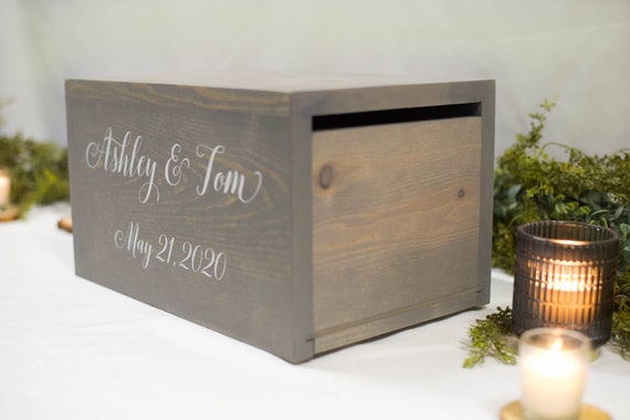 Personalized Wedding Card Box With Slot Wooden Card Box Etsy