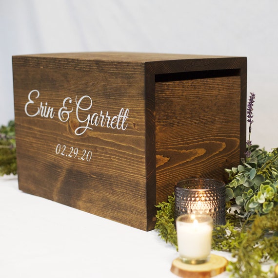 1 set Wood Wedding Card Box with Lock and Cards Sign, Card Box for