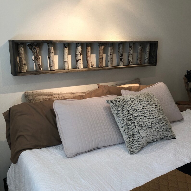Birch branch headboard Rustic Birch headboard Birch shelf Etsy