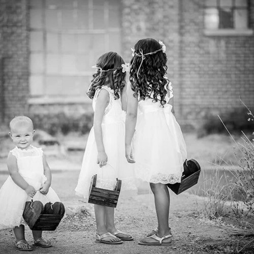 Flower Girl Basket,small Flower Girl Basket, Heart Shaped Flower Girl