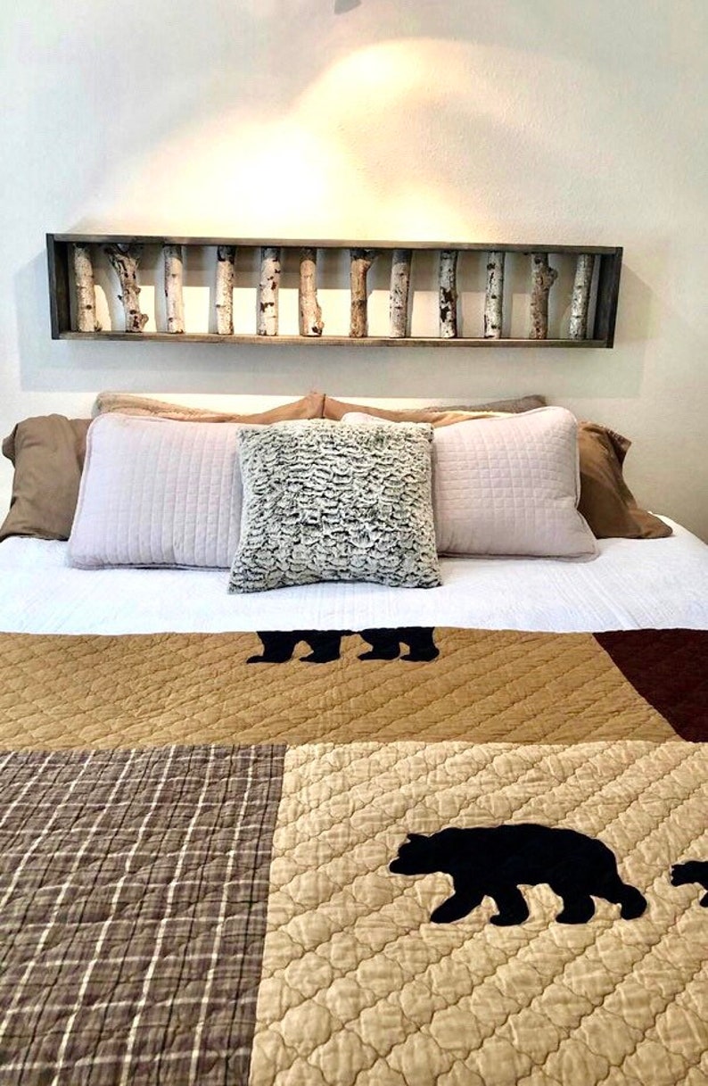 Birch branch headboard Rustic Birch headboard Birch shelf Etsy