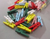 50 handmade wooden, coloured clothes pegs, 1 inch approx, scrapbooking, craft projects, art hangers, decorative pegs for craft DIY projects