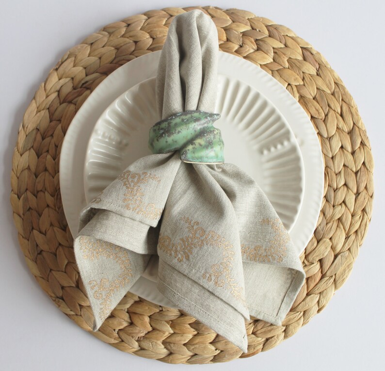 Set of 6 Hand Glazed Sea Green Napkin Rings Etsy