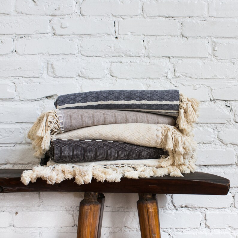 Cassill Gray Woven Throw Blanket. Mexico. Artisans. Etsy