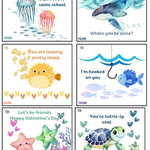 Ocean-Valentinstagskarten - Kinder-Valentinstagskarten, bedruckbar, Sofort-Download