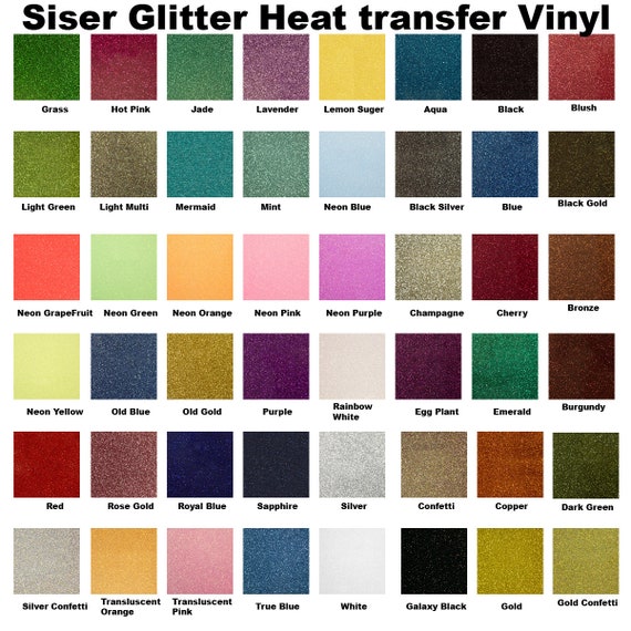 Siser Glitter Heat Transfer Vinyl - 12 x 12 sheets