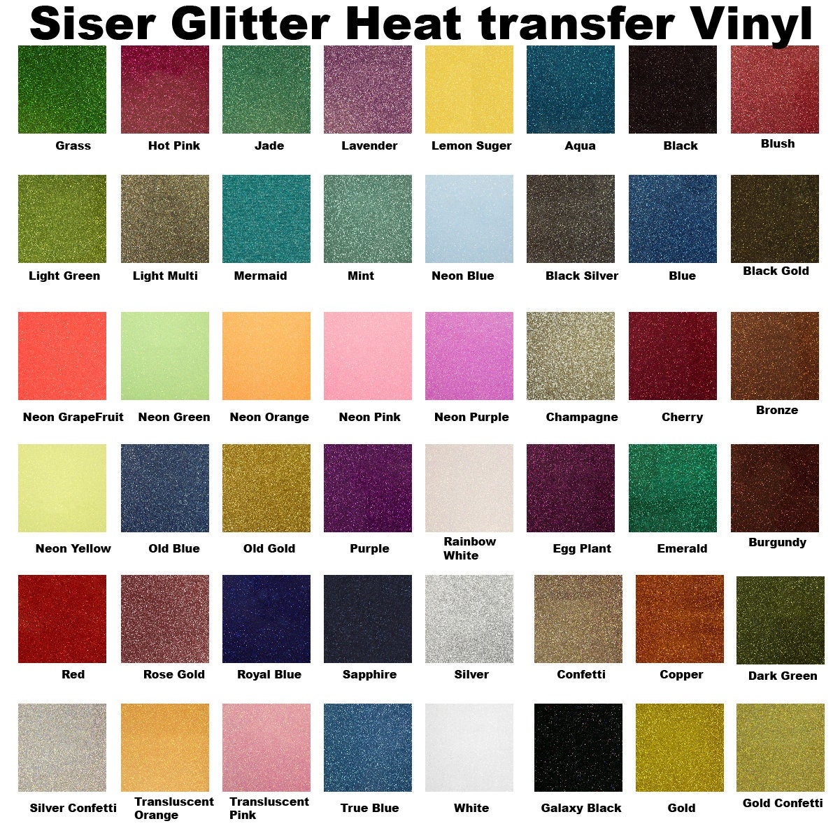 Siser Glitter HTV, Heat Transfer Vinyl Sheets, Siser HTV, Glitter HTV, Red  Glitter Htv, Pink Glitter Htv, Black Glitter Htv, Siser Glitter 