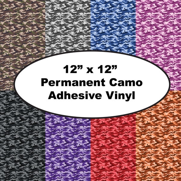 Camo Permanent Adhesive vinyl - Oracal 651 Camo - 8 different Camo Colors - 12" x 12" sheets