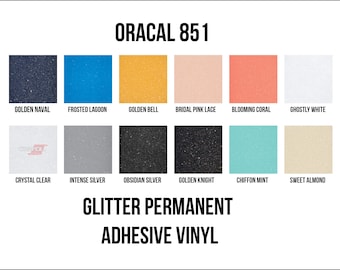 Outdoor Glitter Adhesive permanent car/sign vinyl 12"x12" Oracal 851 vinyl perfect for silhouette cameo/cricut machines