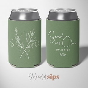 Botanical - Custom Wedding Can Coolers, Wedding Favors, Beverage Insulators, Beer Holder, Beer Cooler