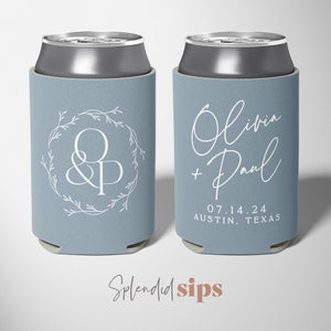 Monogram - Custom Wedding Can Coolers, Wedding Favors, Beverage Insulators, Beer Holder, Beer Cooler, Custom Cooler, Wedding Favor