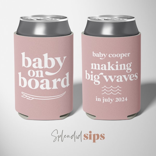 Baby On Board - Custom Baby Shower Can Coolers, Baby Shower Favors, Baby Shower, Beverage Insulators, Beer Holder, Beer Cooler