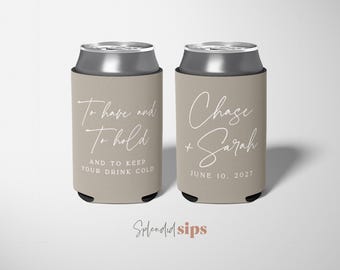 Wedding Can Coolers Personalized – Custom Drink Sleeves – Bulk Guest Favors – Beverage Insulators