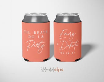 Wedding Can Coolers Personalized – Custom Drink Sleeves – Bulk Guest Favors – Beverage Insulators
