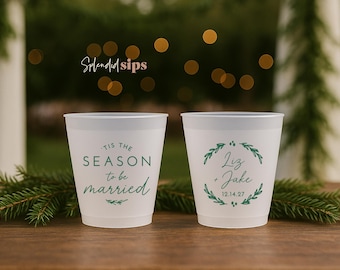 Custom Wedding Frosted Cups - Personalized Wedding Favors - Christmas Holiday