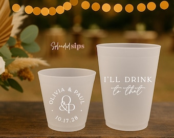 Custom Wedding Frosted Cups - Personalized for Weddings, Showers and Parties - I'll Drink to That