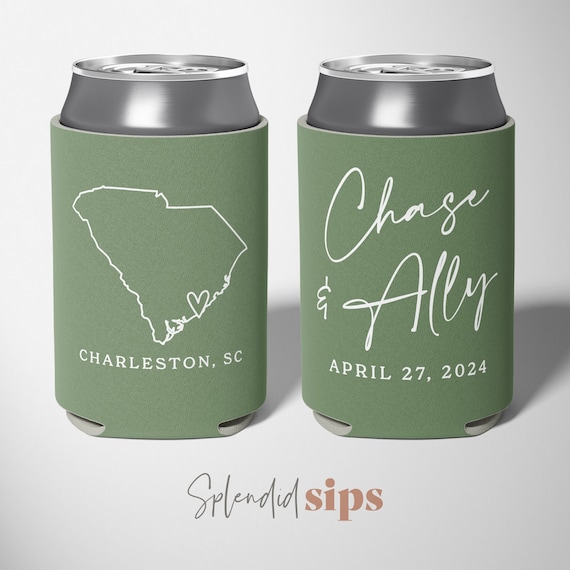 State Design Custom Wedding Can Coolers Wedding Favors Beverage