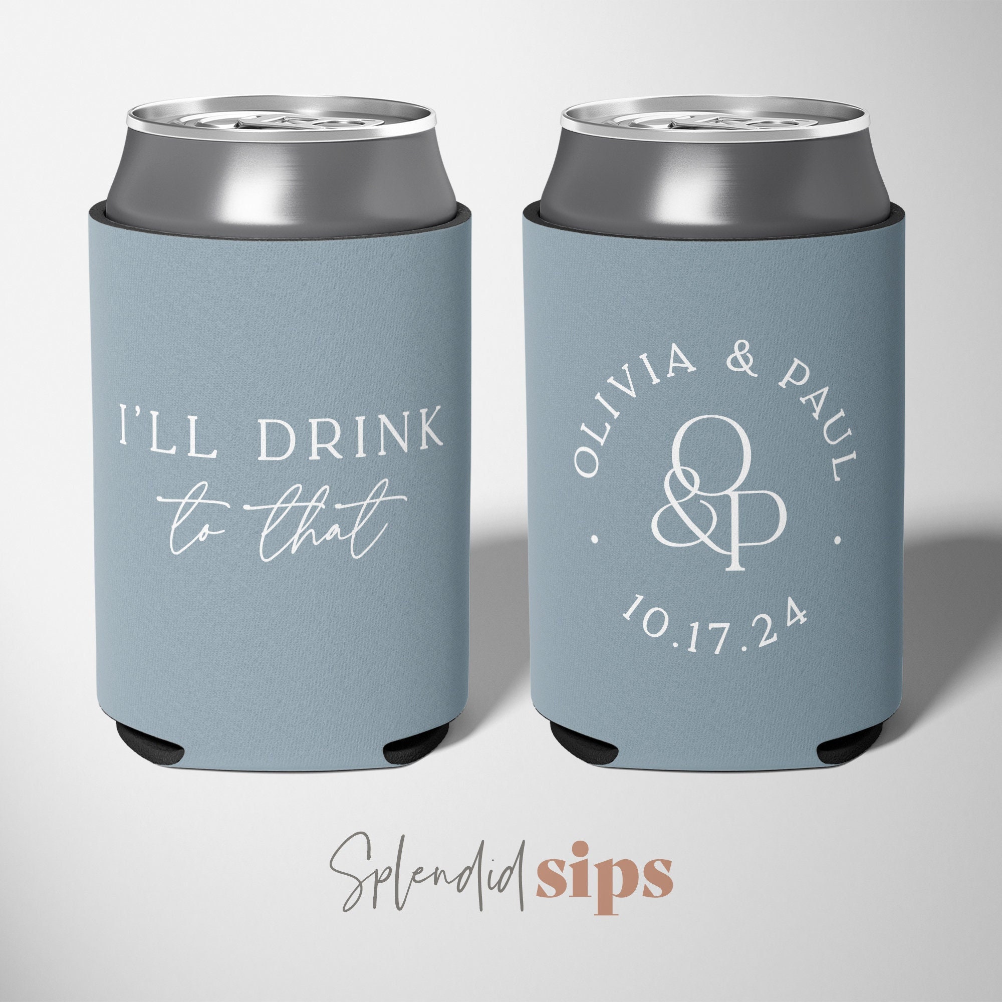 White/Blue Stainless Steel DGC Can Koozie
