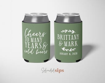 Wedding Can Coolers Personalized – Custom Drink Sleeves – Bulk Guest Favors – Beverage Insulators