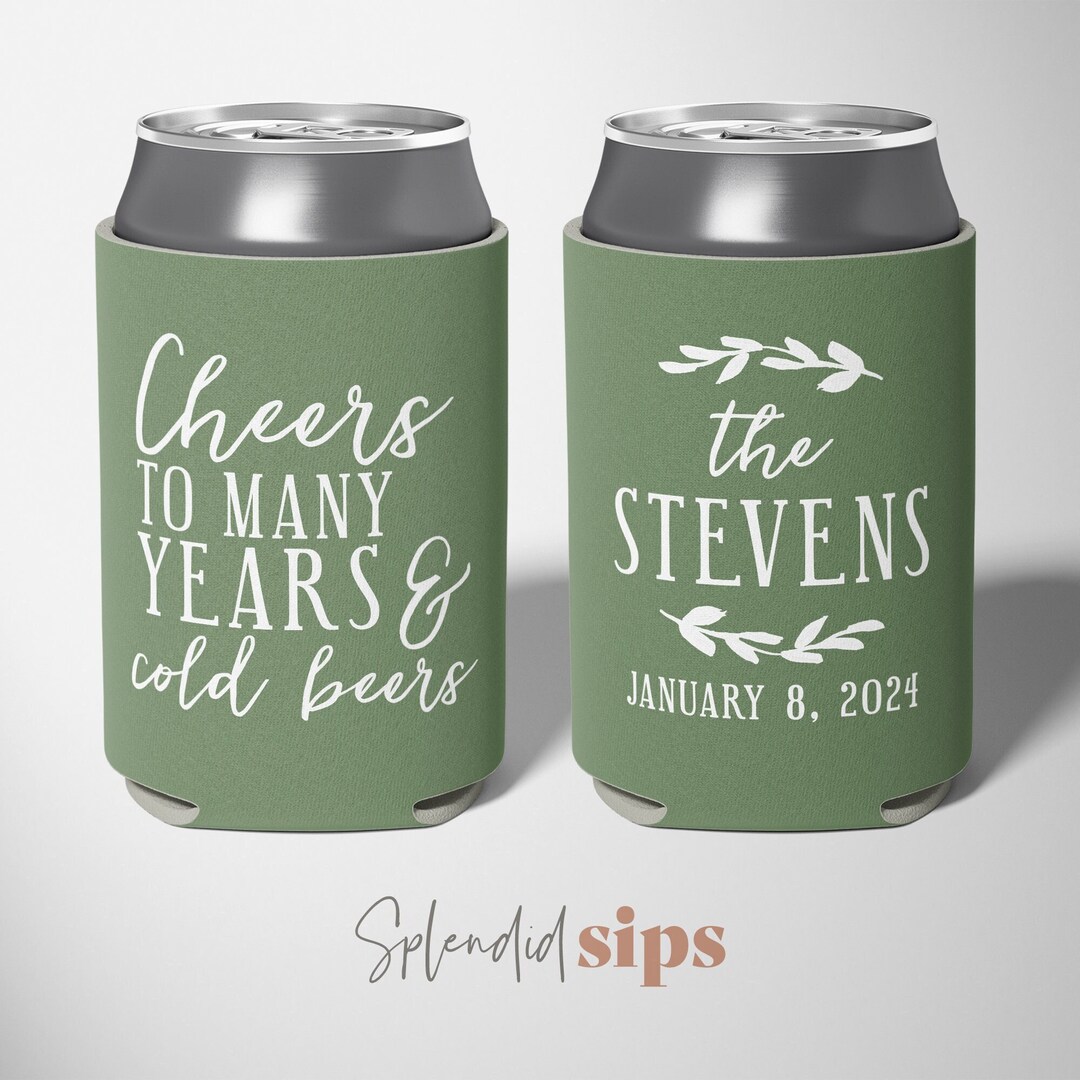 Cheers to Many Years and Cold Beers - Last Name - Custom Wedding Can