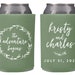The Adventure Begins - Custom Wedding Can Coolers, Wedding Favors, Beverage Insulators, Beer Holder 