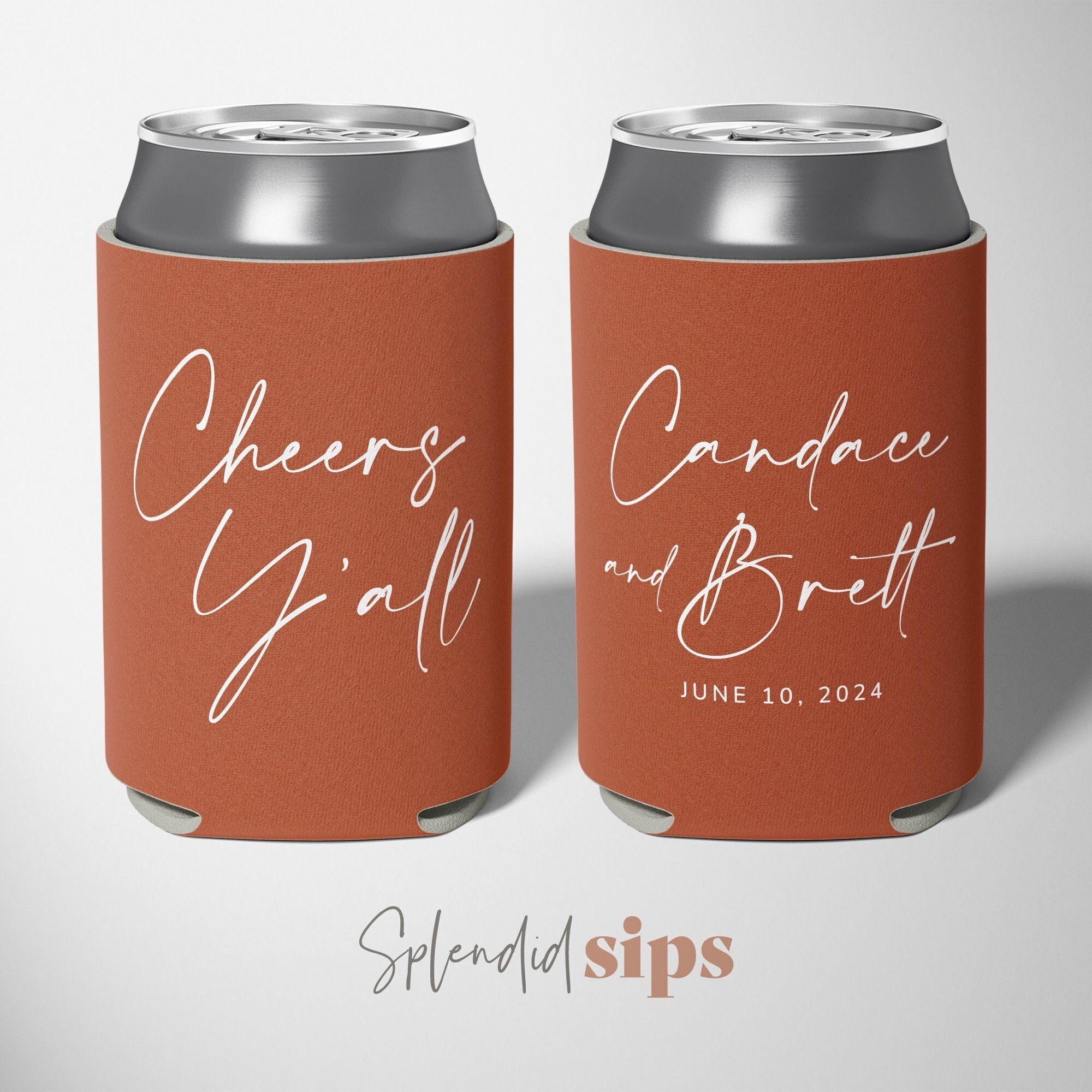 Personalized Cheers Y'all Wedding Can Cooler – Style #330 – Fall For Design