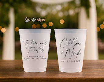 Custom Wedding Frosted Cups - Personalized Wedding Favors - To Have and To Hold