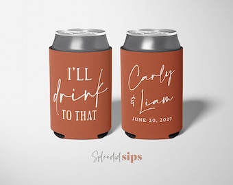 Wedding Can Coolers Personalized – Custom Drink Sleeves – Bulk Guest Favors – Beverage Insulators